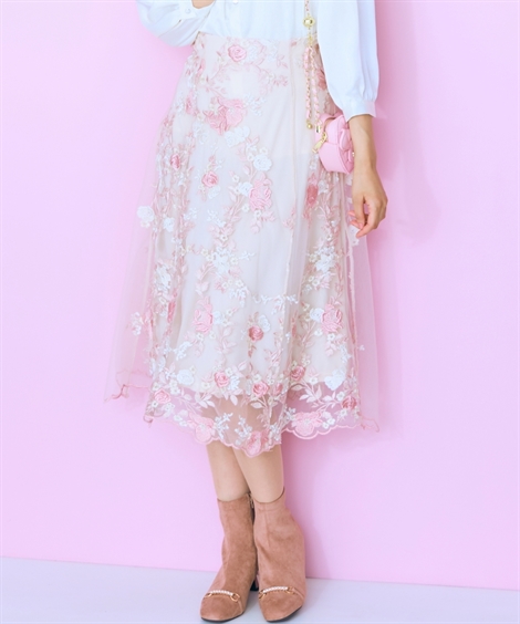 ニッセン ロングスカート 大きいサイズ レディース 花柄刺しゅう ニッセン ロングスカート 大きいサイズ レディース 花柄刺しゅう