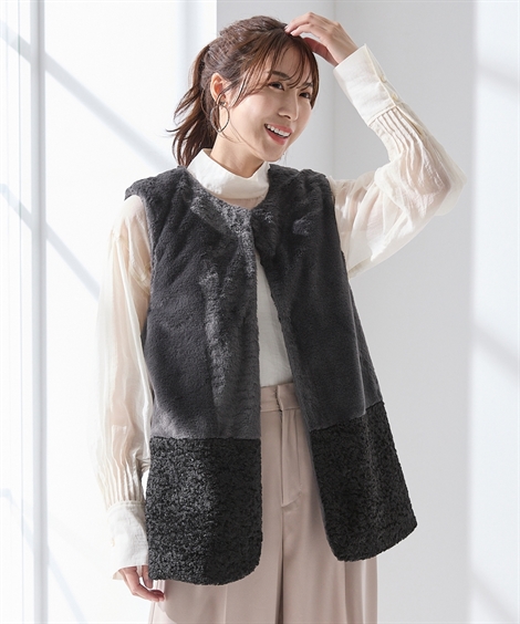 ベスト レディース エコファー OtonaSMILE  重ね着 レイヤード M/L〜LL ニッセン nissen ニッセン ベスト レディース エコファー OtonaSMILE 重ね着