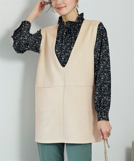 レディース トレンチ ベスト 春 秋 重ね着 レイヤード | S/M/L/LL | ニッセン nissen ニッセン レディース トレンチ ベスト 春 秋 重ね着 レイヤード