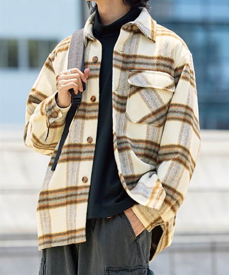 ニッセン（nissen） メンズ シャギーチェックオーバーサイズ シャツ