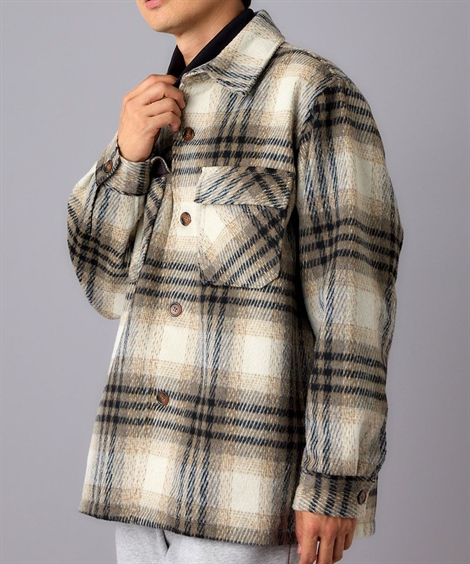 ニッセン（nissen） メンズ シャギーチェックオーバーサイズ シャツ