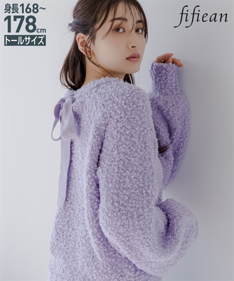 ニット セーター トールサイズ レディース 高身長 バック リボン デザイン fifiean 冬  制服 オフィス 産前 産後 LL/3L ニッセン nissen 高身長 バックリボンデザインニット（トールサイズ）fifiean