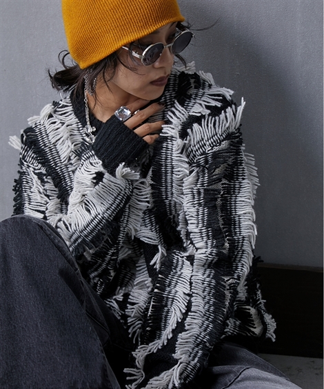 ニッセン ニット セーター レディース カットジャガードクルーネック