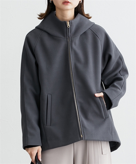 ニッセン（nissen） レディース フェイクウールフーデッド ショート 丈