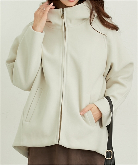 ニッセン（nissen） レディース フェイクウールフーデッド ショート 丈