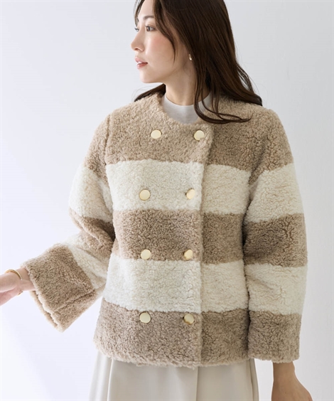 ニッセン（nissen） ジャケット アウター レディース プードルボア配色