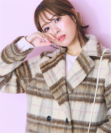 ニッセン（nissen） コート アウター レディース シャギーチェック