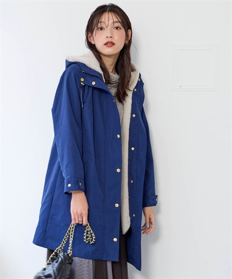Rish NY】モッズコートファー付（取り外し可）（全天候型）ネイビー