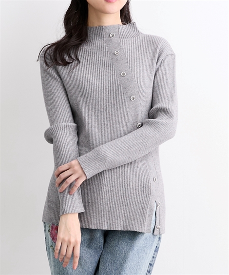 ニッセン ニット セーター レディース ビジューボタン使いラメ Hana服