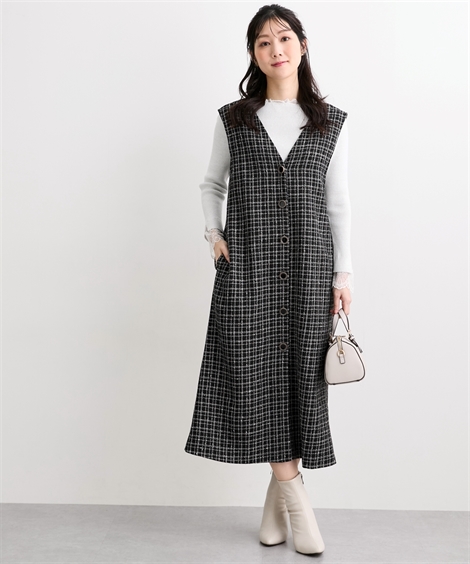 ジャンパースカート レディース ジレでも使える ジャンパー スカート Hana服 ジャンスカ ワンピース S/M/L ニッセン nissen_1