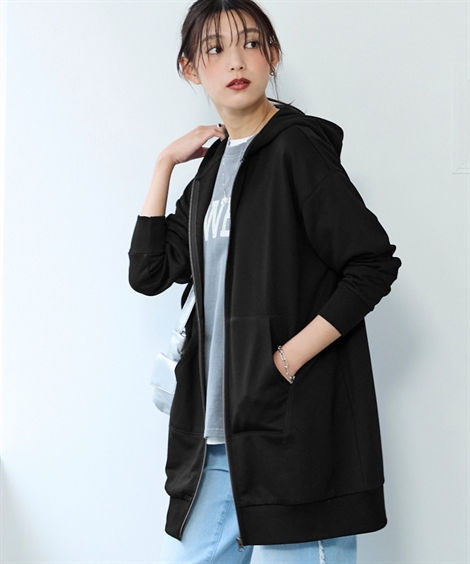 パーカー 大きいサイズ レディース 綿100％ ジップアップ ロング丈ビッグ  フーディ 8L/10L ニッセン nissen Amazon.co.jp: [ニッセン] パーカー 大きいサイズ 綿100