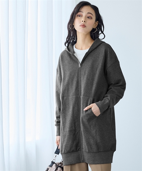 パーカー 大きいサイズ レディース 綿100％ ジップアップ ロング丈ビッグ  フーディ 8L/10L ニッセン nissen Amazon.co.jp: [ニッセン] パーカー 大きいサイズ 綿100
