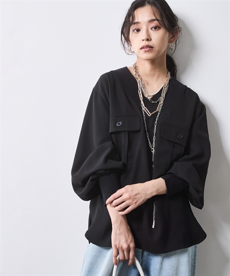 ニッセン（nissen） シャツ ブラウス 大きいサイズ レディース リブ衿