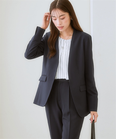 ニッセン（nissen） ジャケット レディース ロング丈 ノーカラー