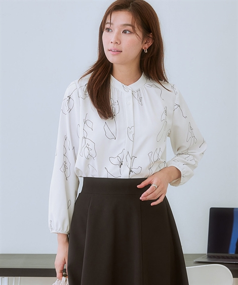 ブラウス シャツ タリスマンコットンストレッチブラウス レディース human woman ブラウス シャツ コットンツイルレースドッキング