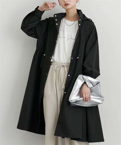 en Routeブラック ノーカラーモッズコート ロング丈 en Routeブラック ノーカラーモッズコート ロング丈 en Routeブラック