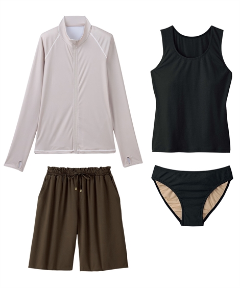 ニッセン（nissen） 水着 大きいサイズ レディース 4点セット ラッシュ