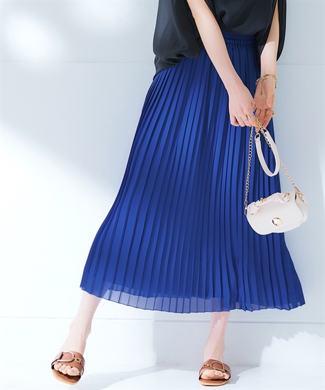 ロングスカート レディース シフォン プリーツ ロング スカート 有 春