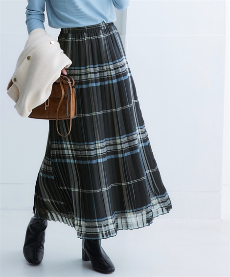 美品✨ DAMA Collection シフォンプリーツ　ロングスカート　3L〜 ニッセン（nissen） ロングスカート レディース シフォン プリーツ
