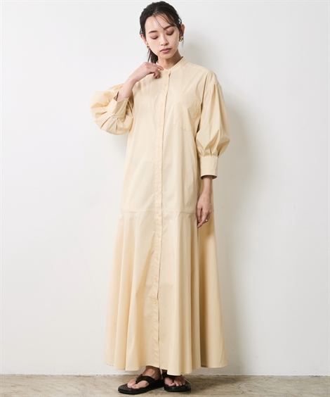ワンピース ロング マキシ 大きいサイズ レディース 裾フレア シャツ 有 シックス タイル  ひざ下 6L/8L/10L ニッセン nissen | ニッセン | 01