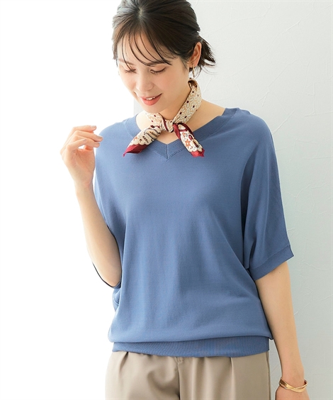 チュニック レディース ひんやり 接触冷感 Vネック ニット UV チュニック レディース ひんやり 接触冷感 Vネック ニット UV