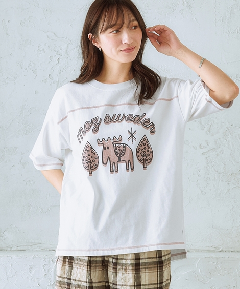 moz（モズ） Tシャツ カットソー 大きいサイズ レディース 綿100％ 5分
