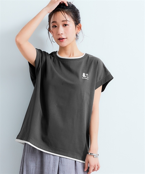 ニッセン Tシャツ カットソー レディース SEA BREEZE 重ね着風T