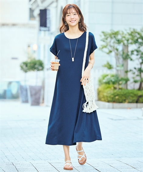 夏 フレンチヘップバーンスタイル ロング フリル ワンピース ニッセン ワンピース ロング マキシ 大きいサイズ レディース