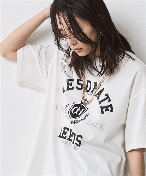 Tシャツ カットソー レディース 綿100％ ピグメント染ロゴTシャツ 有 シックス タイル 夏 秋 | M〜5L | ニッセン nissen ニッセン Tシャツ カットソー レディース 綿100％ ピグメント染