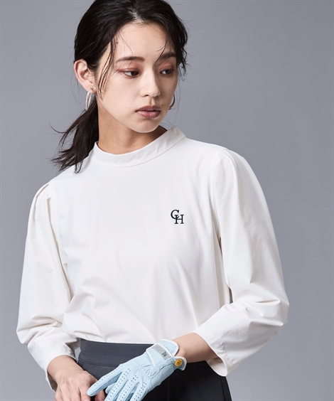 Tシャツ カットソー レディース バック リボンプチ ハイネック プルオーバー 有 シックス タイル ゴルフ 春 夏 秋 M〜5L ニッセン nissen ニッセン Tシャツ カットソー レディース バック リボンプチ