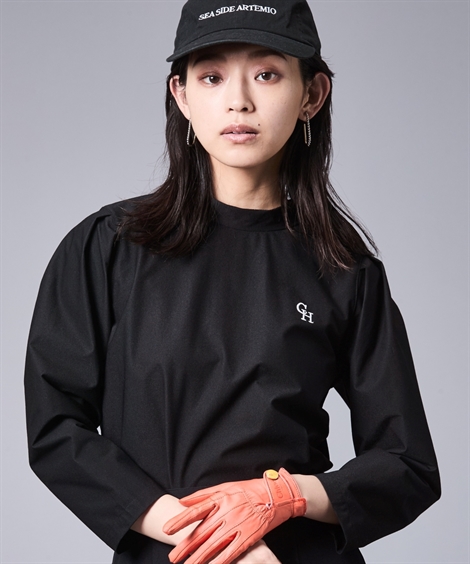 Tシャツ カットソー レディース バック リボンプチ ハイネック プルオーバー 有 シックス タイル ゴルフ 春 夏 秋 M〜5L ニッセン nissen ニッセン Tシャツ カットソー レディース バック リボンプチ