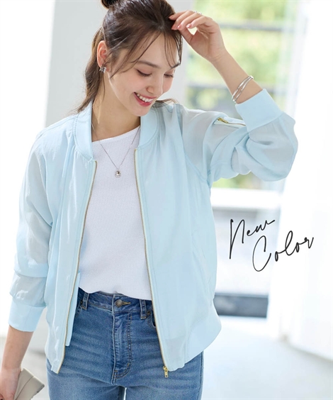 ニッセン（nissen） レディース シアーMA-1 ブルゾン 夏 | L/LL/3L