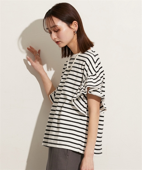 tシャツ ショルダーフリルカットソー レディース 楽天市場】【SALE／70%OFF】フリルショルダーTシャツ KBF