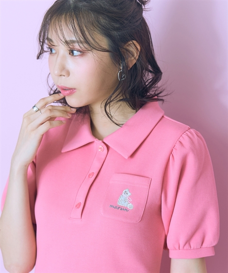 ワンピース ロング マキシ 大きいサイズ レディース キャット刺しゅうポロ marun 夏 ひざ下 | 6L/8L/10L | ニッセン nissen_1