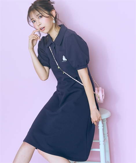 ワンピース ロング マキシ 大きいサイズ レディース キャット刺しゅうポロ marun 夏 ひざ下 | 6L/8L/10L | ニッセン nissen_2
