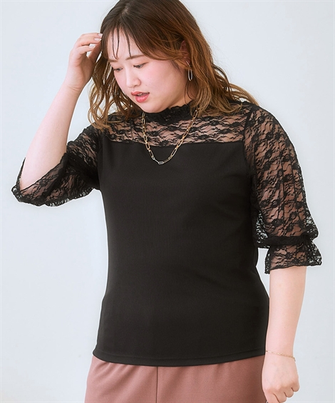 ニッセン Tシャツ カットソー 大きいサイズ レディース 6分袖