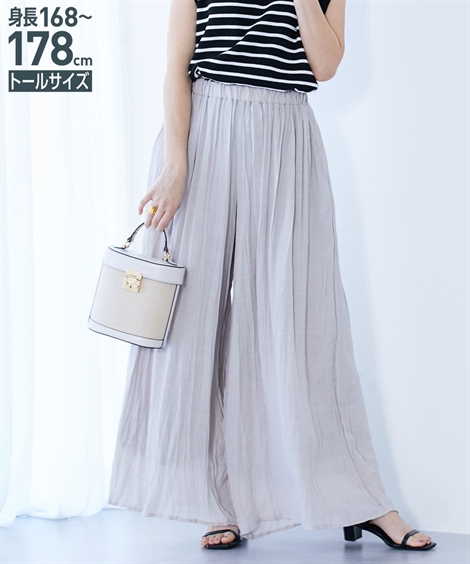 ニッセン ガウチョパンツ トールサイズ レディース 高身長 スラブ素材