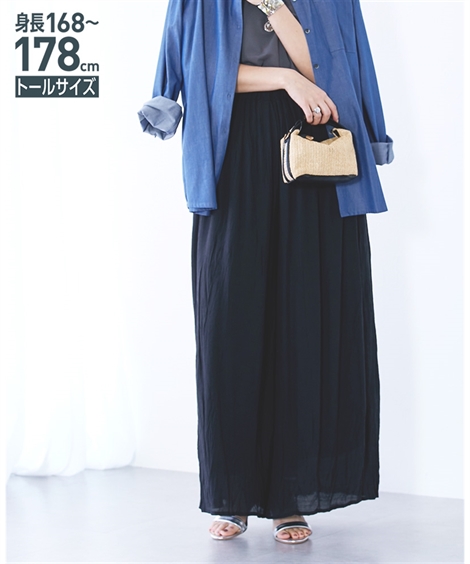 ニッセン ガウチョパンツ トールサイズ レディース 高身長 スラブ素材