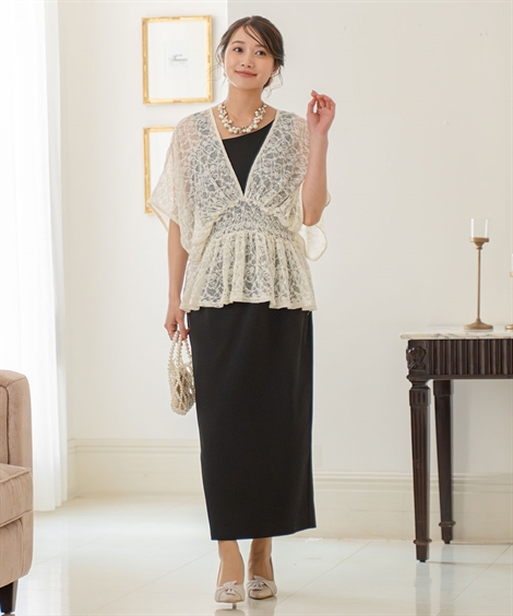 パーティドレス ワンピース レディース 結婚式 パーティー ドレス レース デザイン ブラウス ＋アシメ 春 夏 秋 冬 二次会 披露宴 | M/L | ニッセン nissen_1