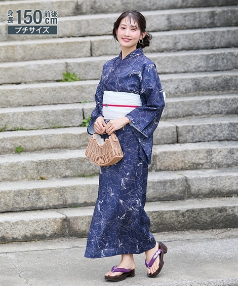 ニッセン（nissen） 浴衣 小さいサイズ レディース 線花柄 ワンピース