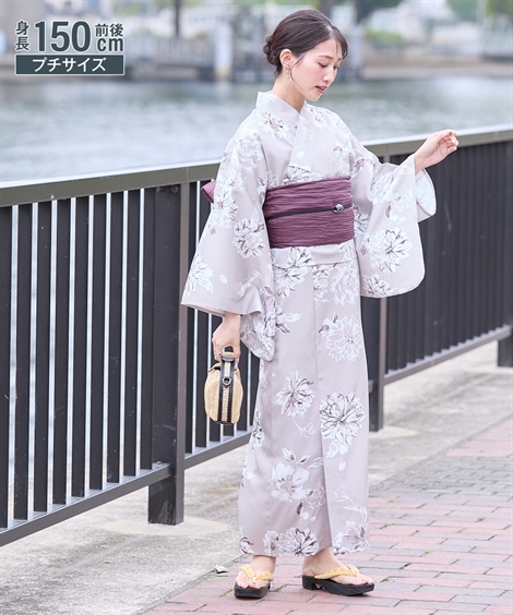 浴衣 小さいサイズ レディース 大花柄 ワンピース 3点セット