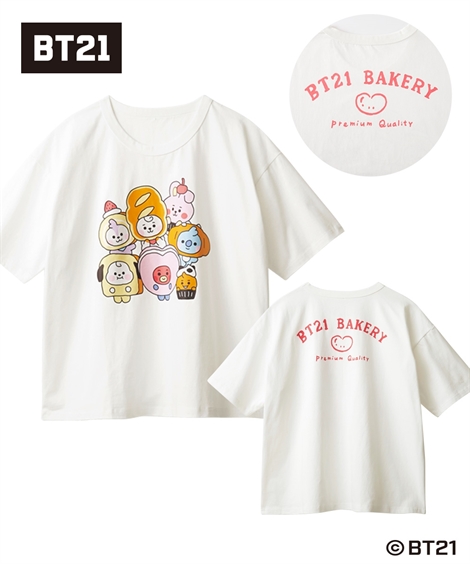 Tシャツ カットソー レディース BT21 ゆるシルエット プリント 有 夏 | 8L/10L | ニッセン nissen Tシャツ カットソー レディース BT21 ゆるシルエット プリント
