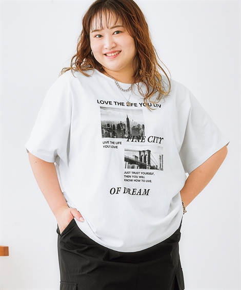ニッセン（nissen） Tシャツ カットソー レディース ドルマン プリント
