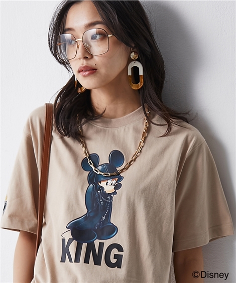 Tシャツ カットソー レディース 王様 ミッキーマウスキングダム ハーツ/ 綿100％ プリント シックスタイル 夏 | 6L/8L/10L | ニッセン nissen ニッセン Tシャツ カットソー レディース 王様 ミッキーマウス