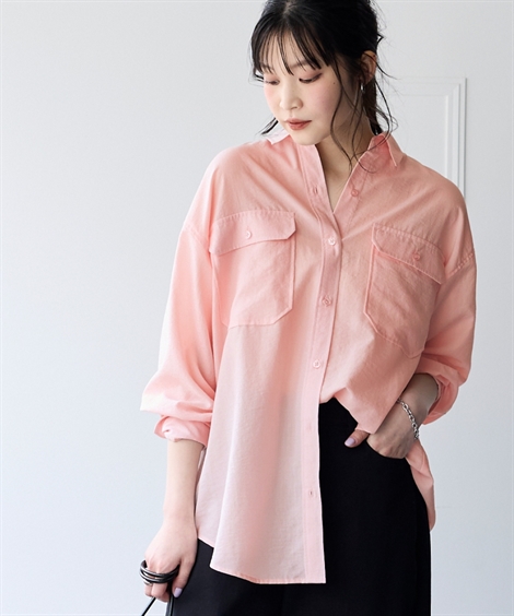 極美品 デプレ 日本製 コットン オーバーサイズ ノースリーブ 開襟 シャツ 紫 ニッセン（nissen） シャツ ブラウス レディース 美極 ダブルポケット