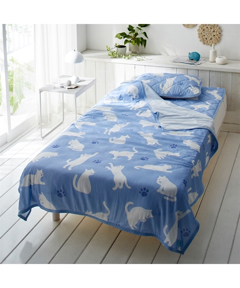 ニッセン（nissen） 接触冷感 × タオル 地クールケット 気ままな猫柄