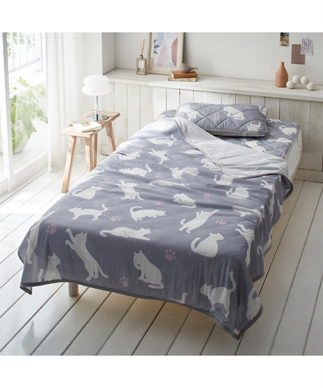 ニッセン（nissen） 接触冷感 × タオル 地クールケット 気ままな猫柄