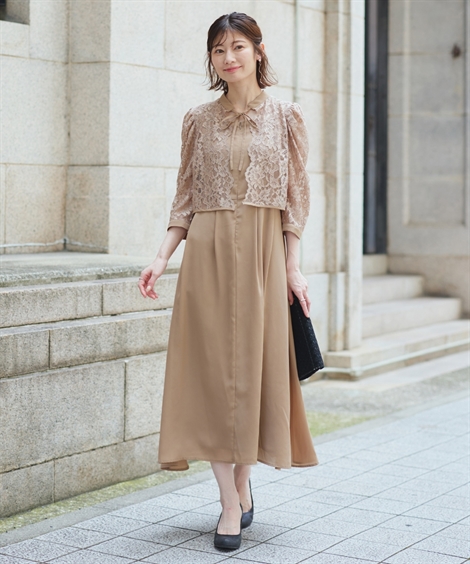 パーティドレス ワンピース レディース 結婚式 パーティー ドレス レース デザイン  二次会 披露宴 お呼ばれ フォーマルドレス LL/3L ニッセン nissen ニッセン（nissen） パーティドレス ワンピース レディース 結婚式