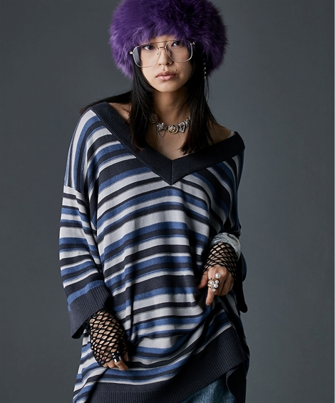 チュニック レディース Vネック ニット GEVS. 体型カバー お尻隠れる | 6L/8L/10L | ニッセン nissen ニッセン（nissen） チュニック レディース Vネック ニット GEVS. 体型