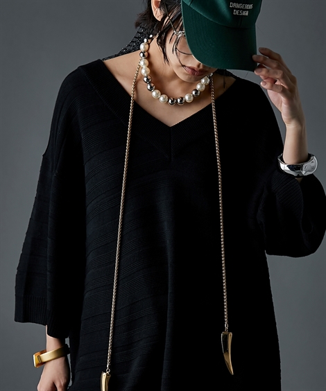 ニッセン（nissen） チュニック レディース Vネック ニット GEVS. 体型